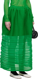 ISSEY MIYAKE Green December Moving Knit Midi Skirt
