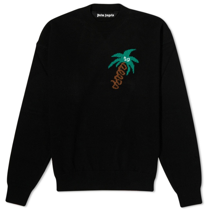 Photo: Palm Angels Men's Sketchy Intarsia Crew Knit in Black