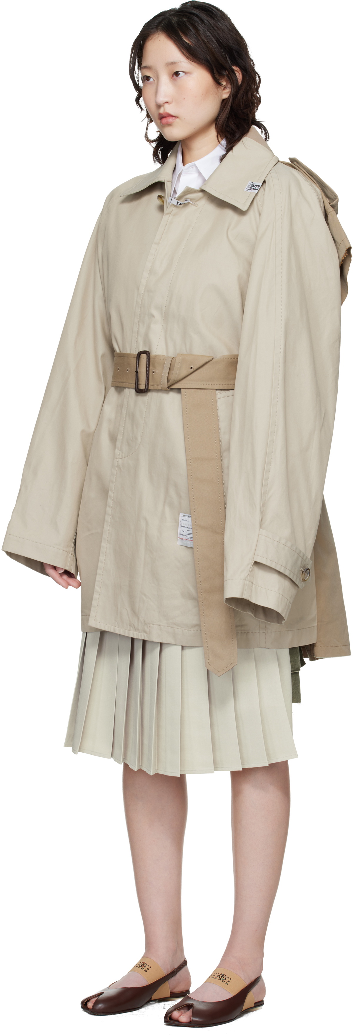 Maison MIHARA YASUHIRO Beige Vest Combined Balmacaan Trench Coat