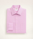 Brooks Brothers Men's Stretch Madison Relaxed-Fit Dress Shirt, Non-Iron Poplin Ainsley Collar Check | Pink
