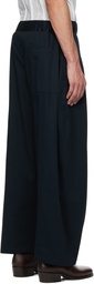 SAGE NATION Navy Box Pleat Trouser