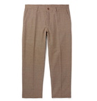 YMC - Cropped Checked Cotton-Blend Trousers - Brown