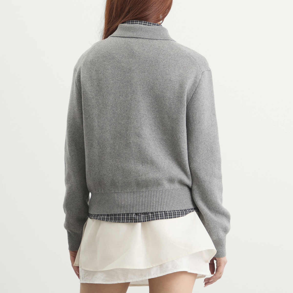 DUNST Women's Collared Sweater in Melange Grey