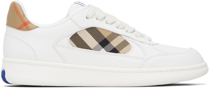 Photo: Burberry White Leather & Check Terrace Sneakers​