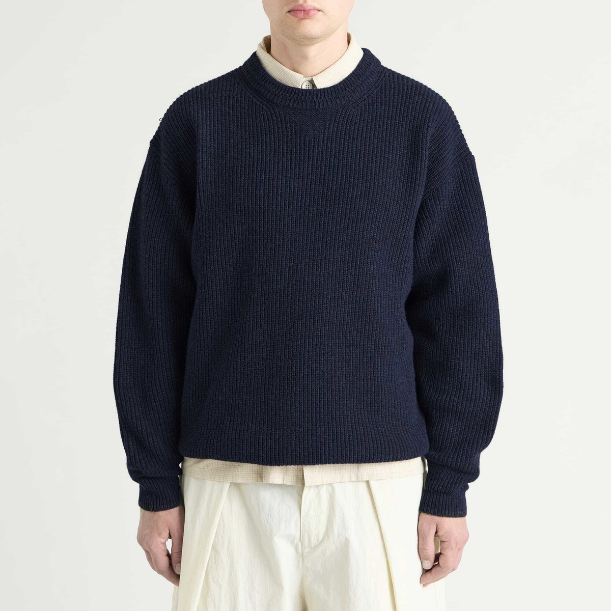 FrizmWORKS Men's Patch Round Pullover Knit in Navy