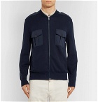 Brunello Cucinelli - Knitted Cotton Zip-Up Sweater - Men - Navy