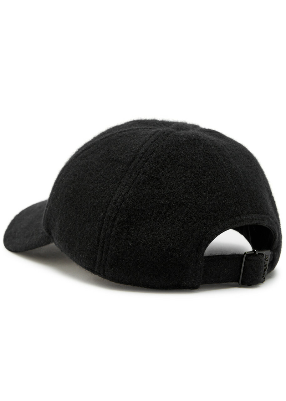 Saint Laurent Logo-embroidered Cashmere cap Black