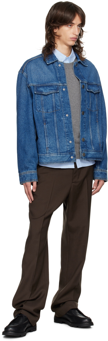 AMI Paris Blue Trucker Denim Jacket