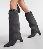 Coperni Leather-trimmed denim knee-high boots