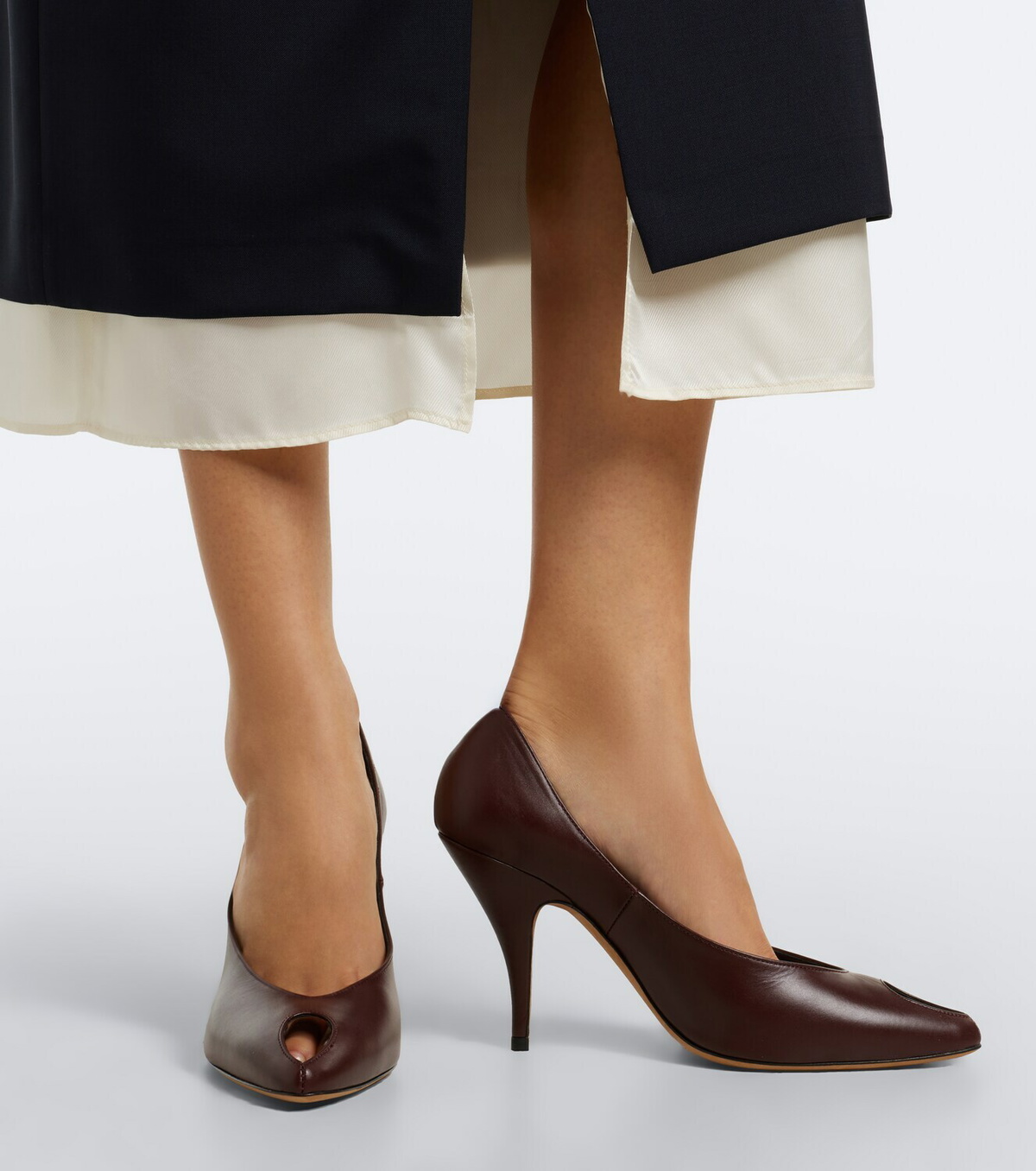 JUDE Icon leather peep-toe pumps