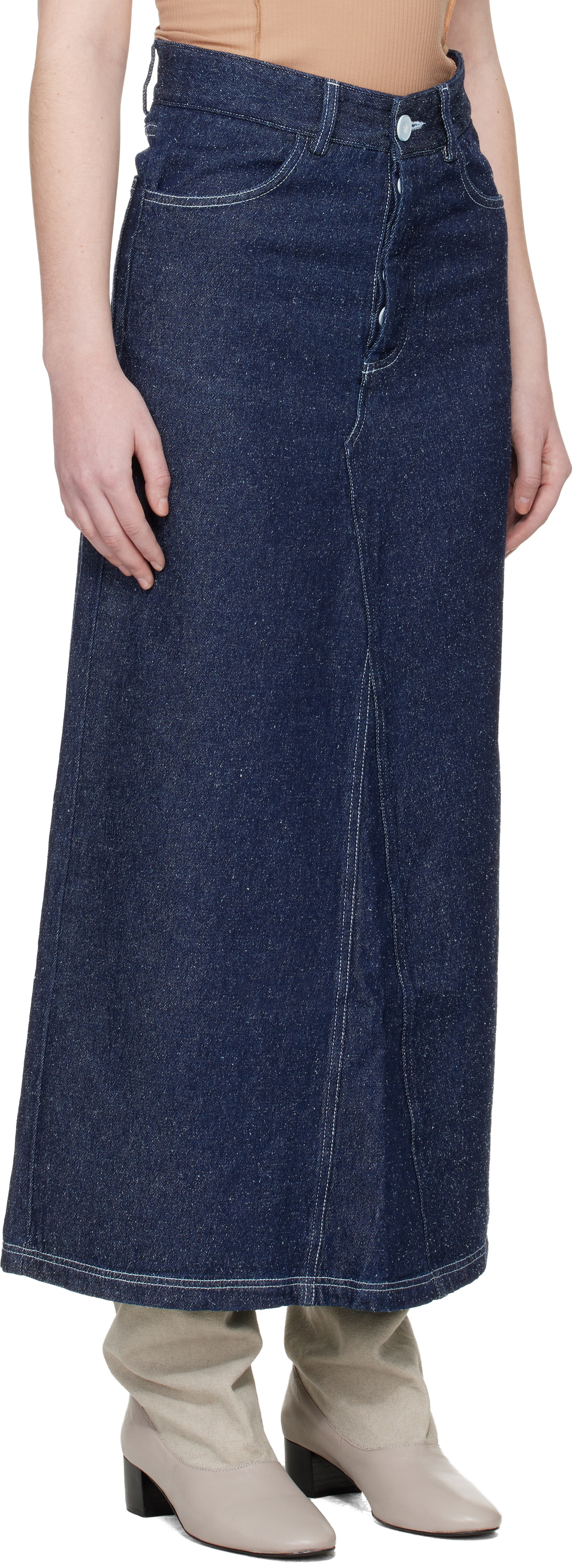 Baserange Blue Tajo Denim Maxi Skirt