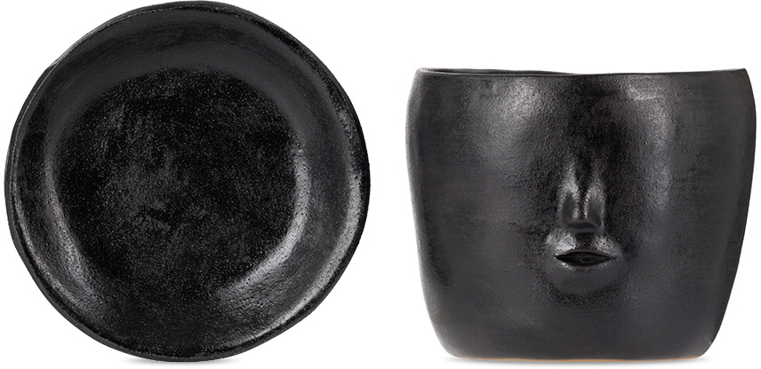 Rami Kim Studio Black Ceramic Face Pot Set