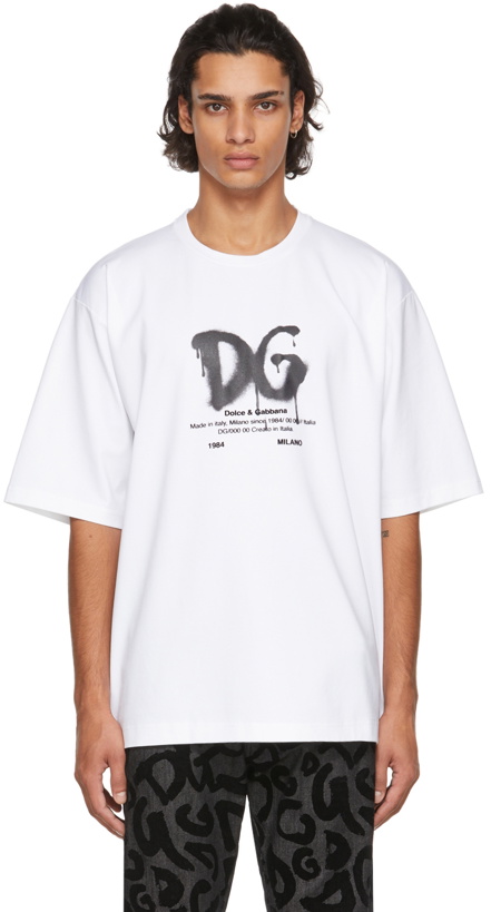 Photo: Dolce & Gabbana White Cotton Logo T-Shirt