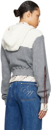 Kijun Gray & White Zip-Up Hoodie