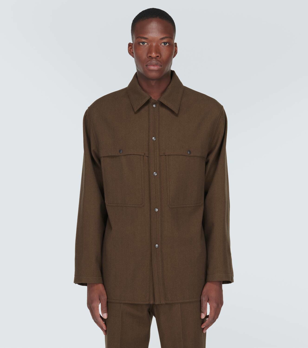 LEMAIRE ブラウン カバーオール LEMAIRE ブラウン カバーオール Lemaire Wool and cotton overshirt