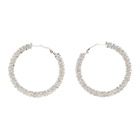 Magda Butrym Silver Crystal Bold Hoop Earrings