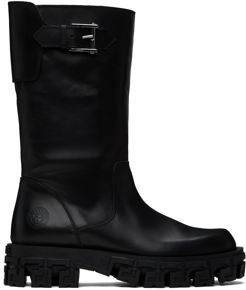 Photo: Versace Black Greca Portico Boots