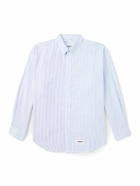 WTAPS - Button Down-Collar Logo-Appliquéd Panelled Striped COOLMAX® Shirt - Blue