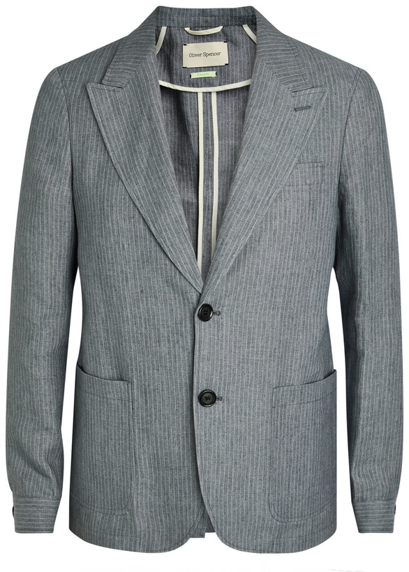 Photo: Oliver Spencer Pinstripe Cotton-blend Blazer Grey