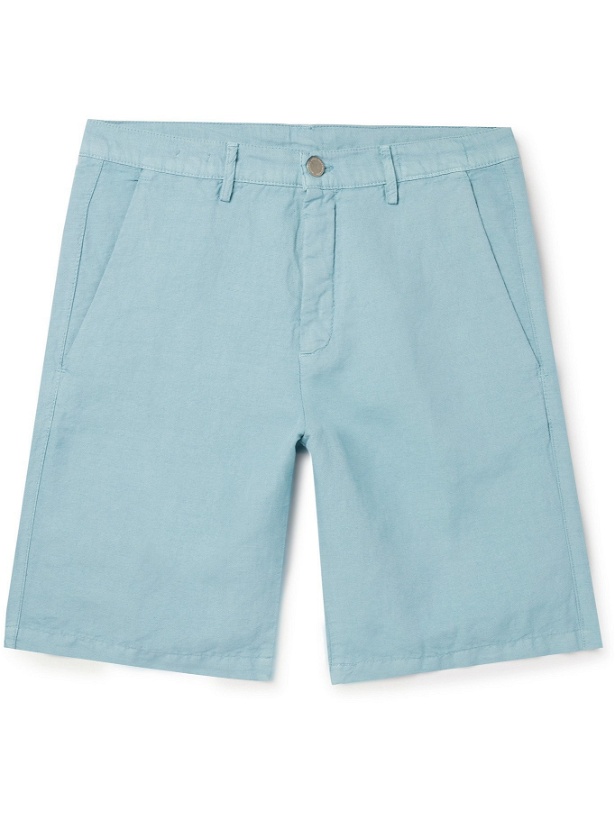 Photo: MASSIMO ALBA - Linen and Cotton-Blend Shorts - Blue