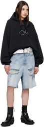 VETEMENTS Blue Destroyed Baggy Denim Shorts