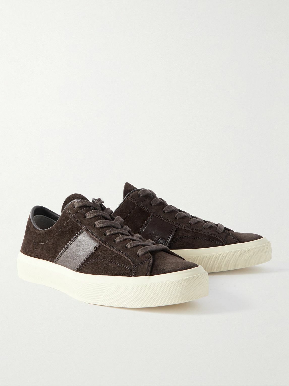 TOM FORD - Cambridge Leather-Trimmed Suede Sneakers - Brown TOM FORD