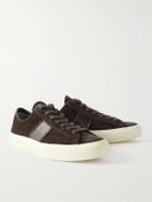 TOM FORD - Cambridge Leather-Trimmed Suede Sneakers - Brown