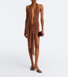 Christopher Esber Pierced Orbit halterneck jersey minidress