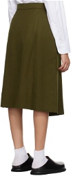 6397 Khaki Wrap Midi Skirt