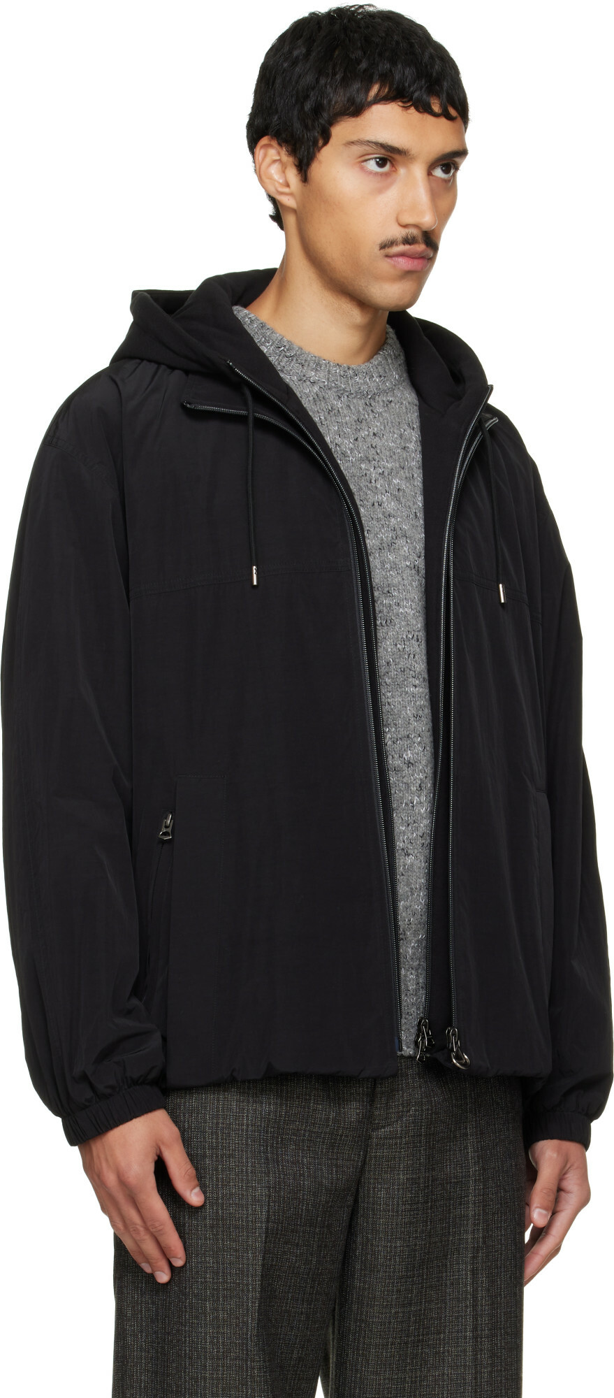Solid Homme Black Layered Taffeta Jacket