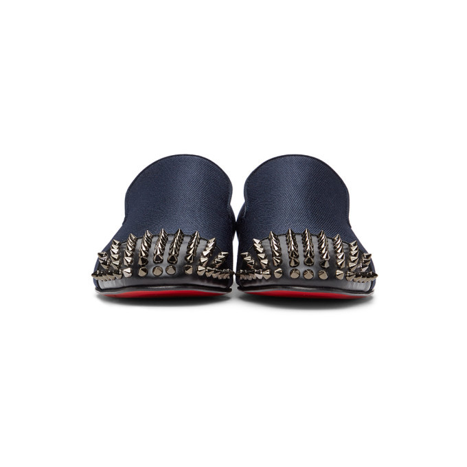 Christian Louboutin Navy and Black Spooky Spike Loafers  display picture 2