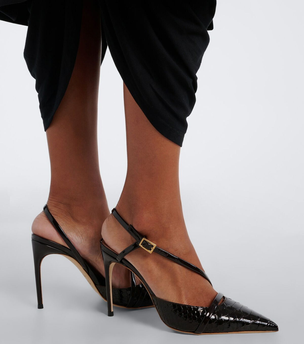 Malone Souliers Valeria croc-effect leather slingback pumps