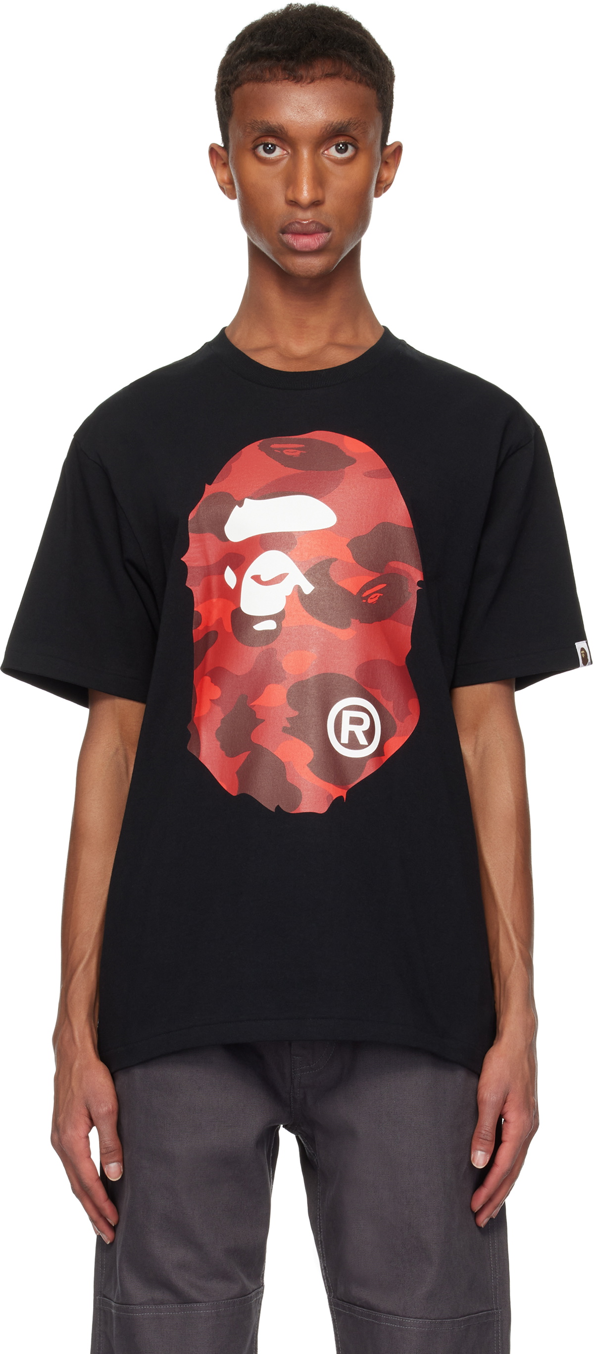 BAPE Black & Red Color Camo Big Ape Head T-shirt A Bathing Ape BAPE Black & Red Color Camo Big Ape Head T-shirt A Bathing Ape
