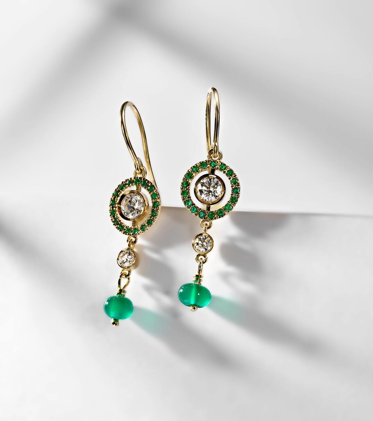Ileana Makri Orbit 18kt gold drop earrings with gemstones