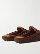 Tod's - Shearling-Lined Suede Slippers - Brown