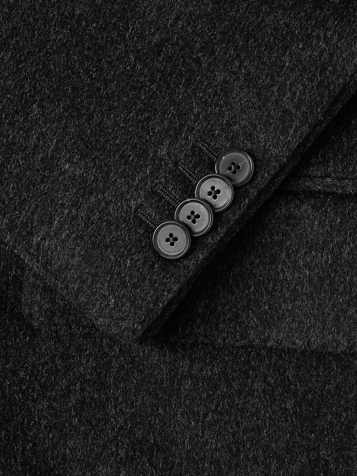 Caruso - Brushed Wool and Cashmere-Blend Overcoat - Black