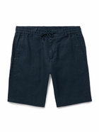 NN07 - Seb 1454 Straight-Leg Linen Drawstring Shorts - Blue