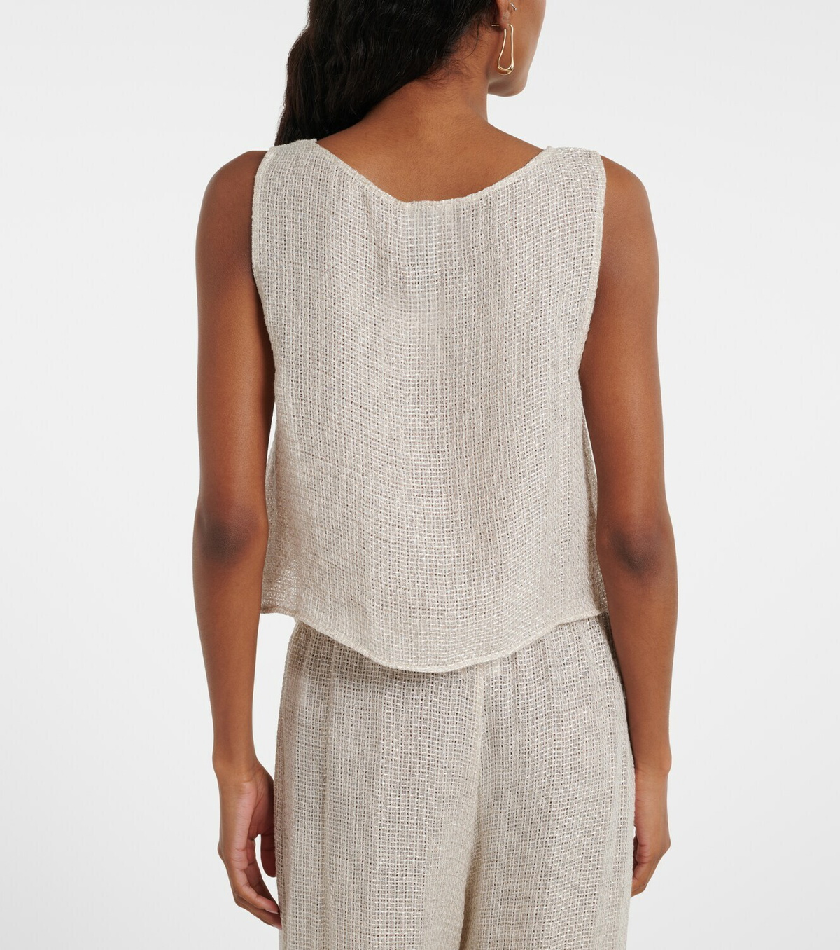 Leset Stella sequined linen-blend tank top