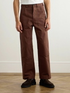 MILES LEON - Garden Straight-Leg Cotton-Canvas Trousers - Brown