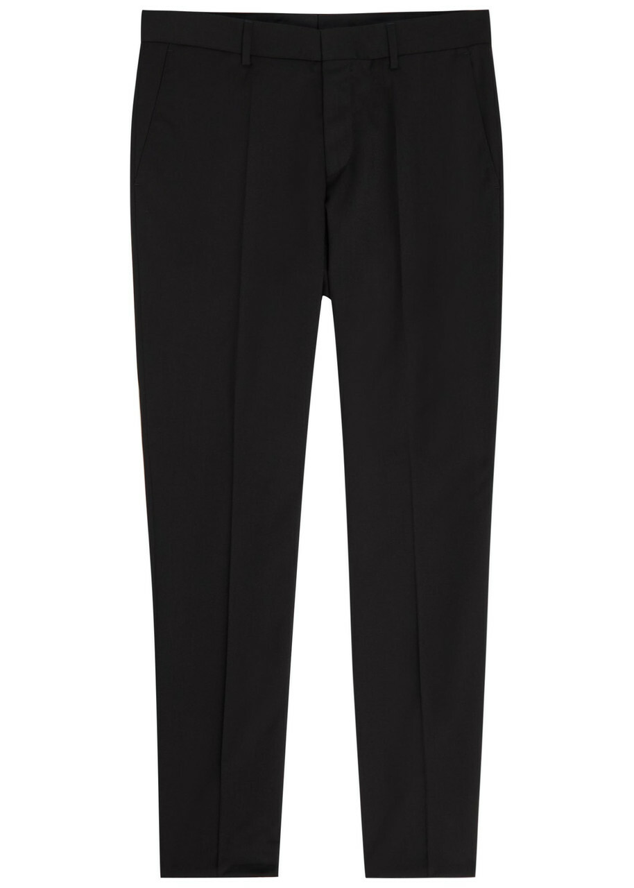 Boss Genius Slim-leg Wool Trousers Black