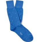 Paul Smith - Ribbed Polka-Dot Intarsia Cotton-Blend Socks - Blue