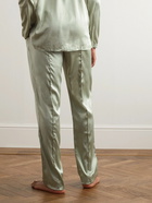 TOM FORD - Velvet-Trimmed Stretch-Silk Satin Pyjama Trousers - Green