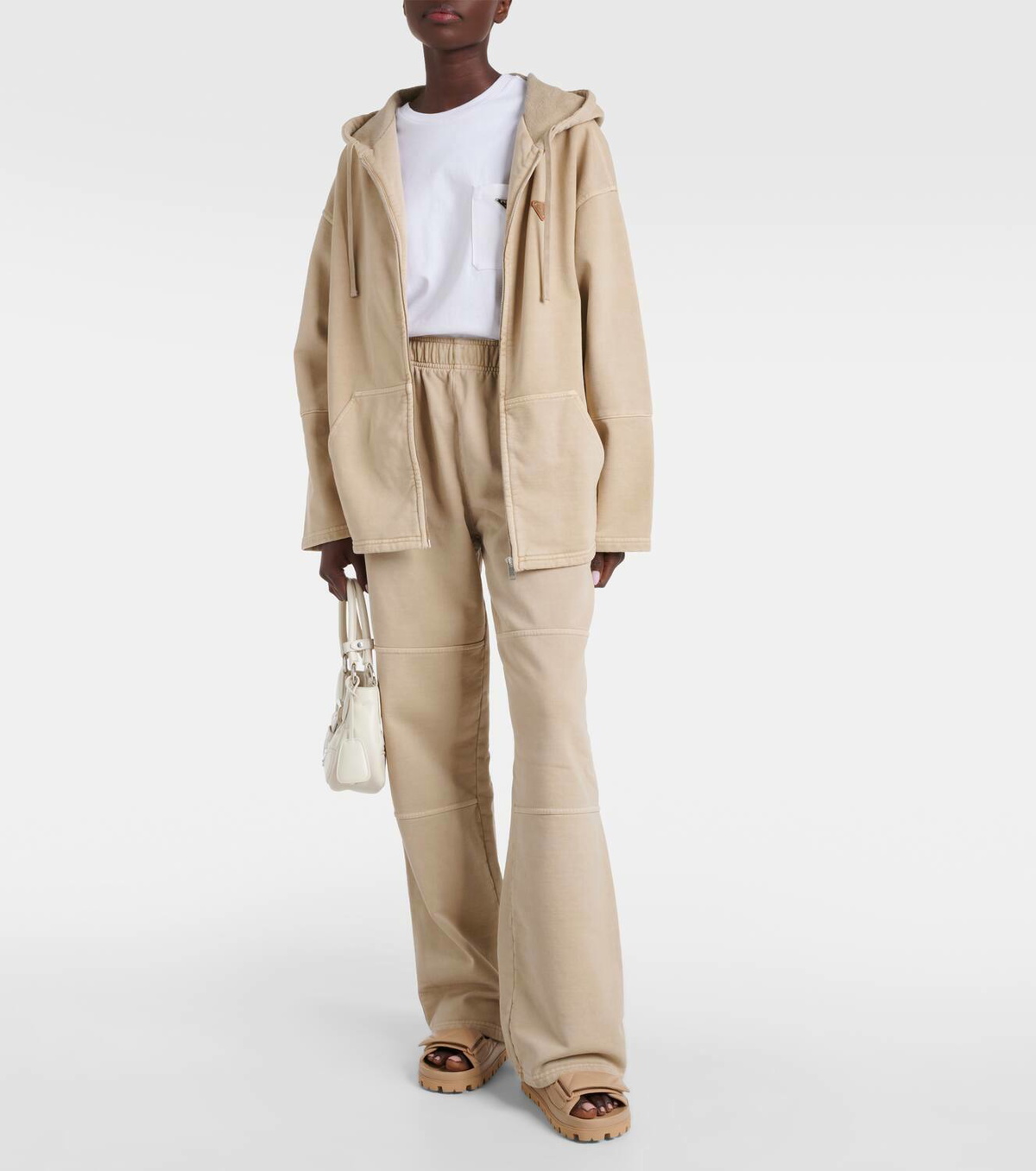 Prada Oversized cotton zip-up hoodie
