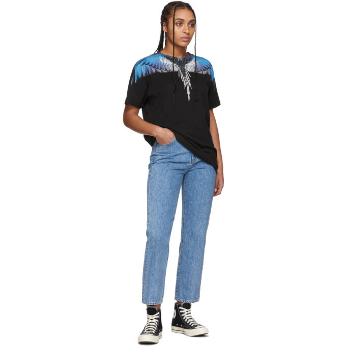 Marcelo Burlon County of Milan Black and Blue Wings T-Shirt