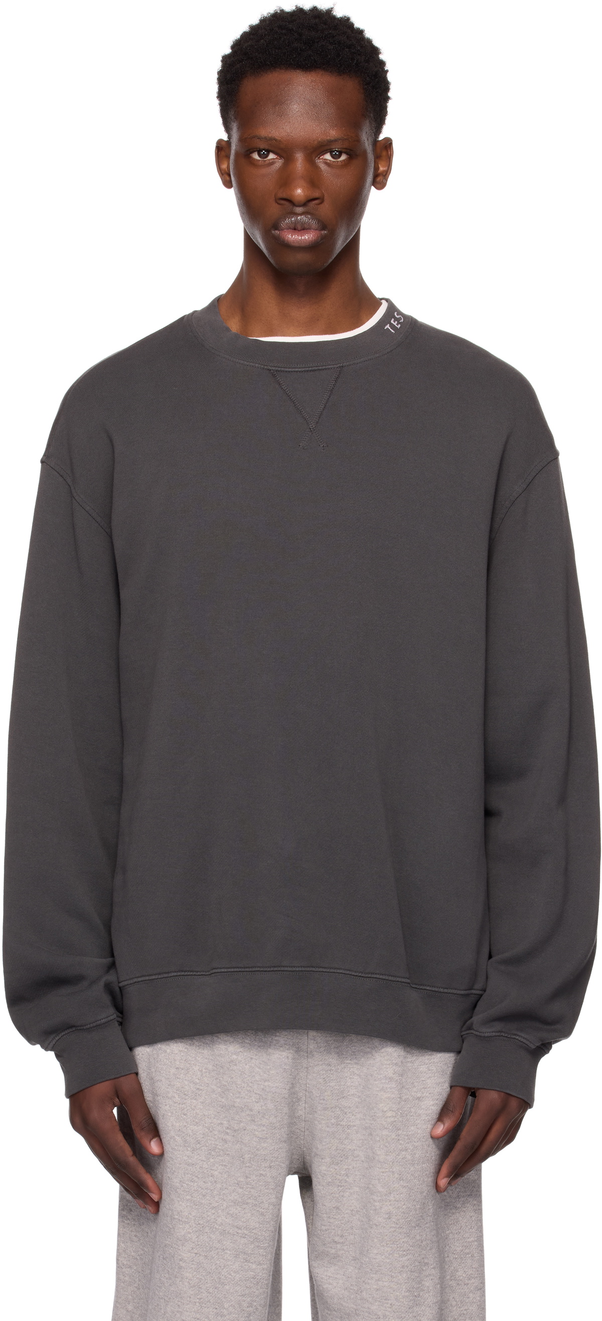 The Elder Statesman Khaki Simple Crew Sweater The Elder