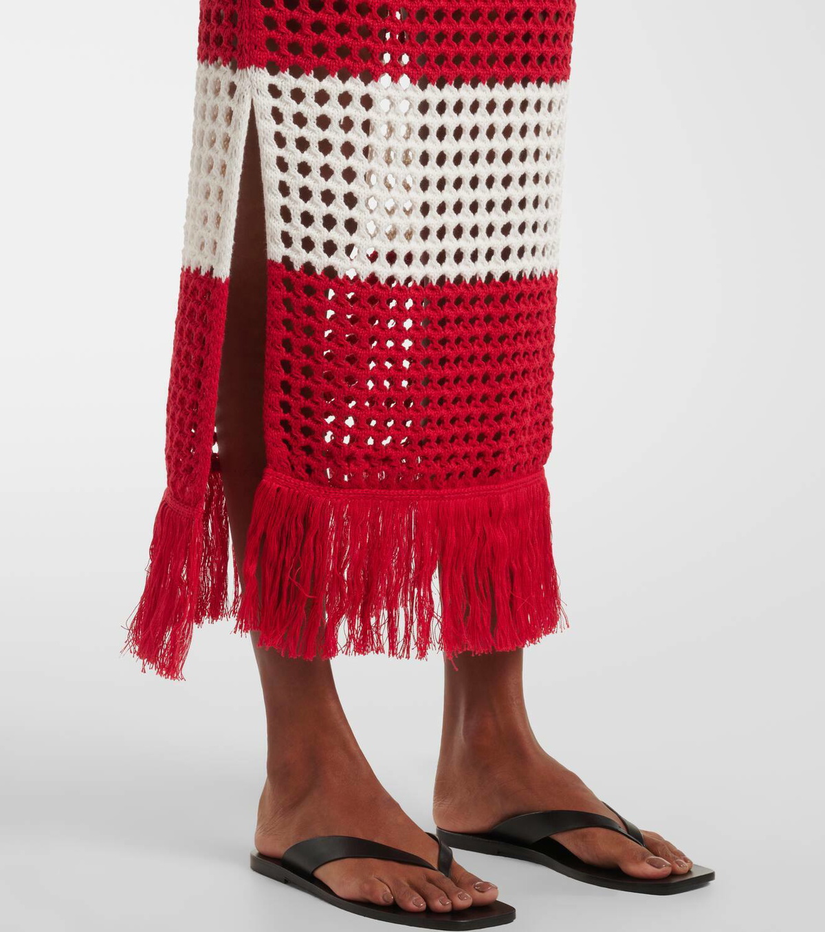 【Farm Rio】ストライプ crochetコットン maxiスカート Farm Rio Striped crochet cotton maxi skirt Farm Rio