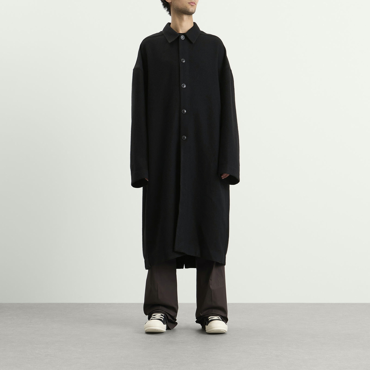 Rick Owens Men's Buttoned Brad Coat in Black