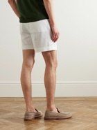 Brioni - Straight-Leg Pleated Cotton-Seersucker Shorts - White