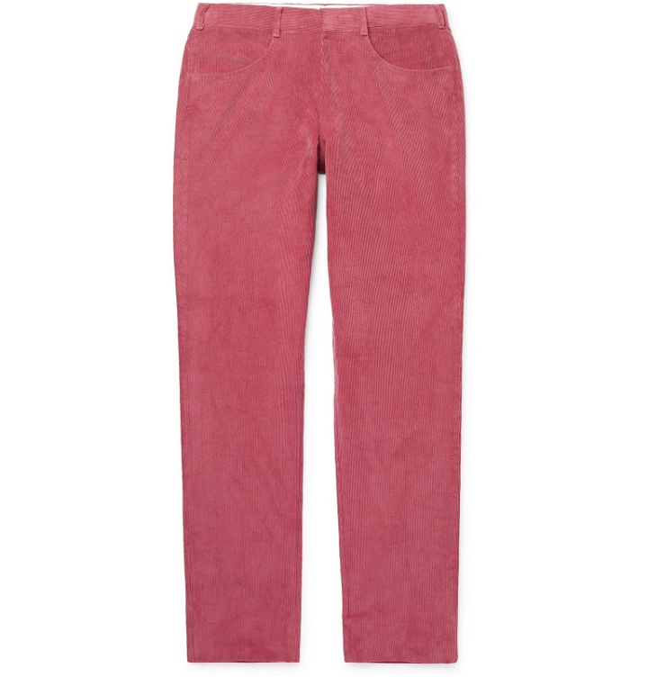 Photo: Anderson & Sheppard - Slim-Fit Cotton-Corduroy Trousers - Pink