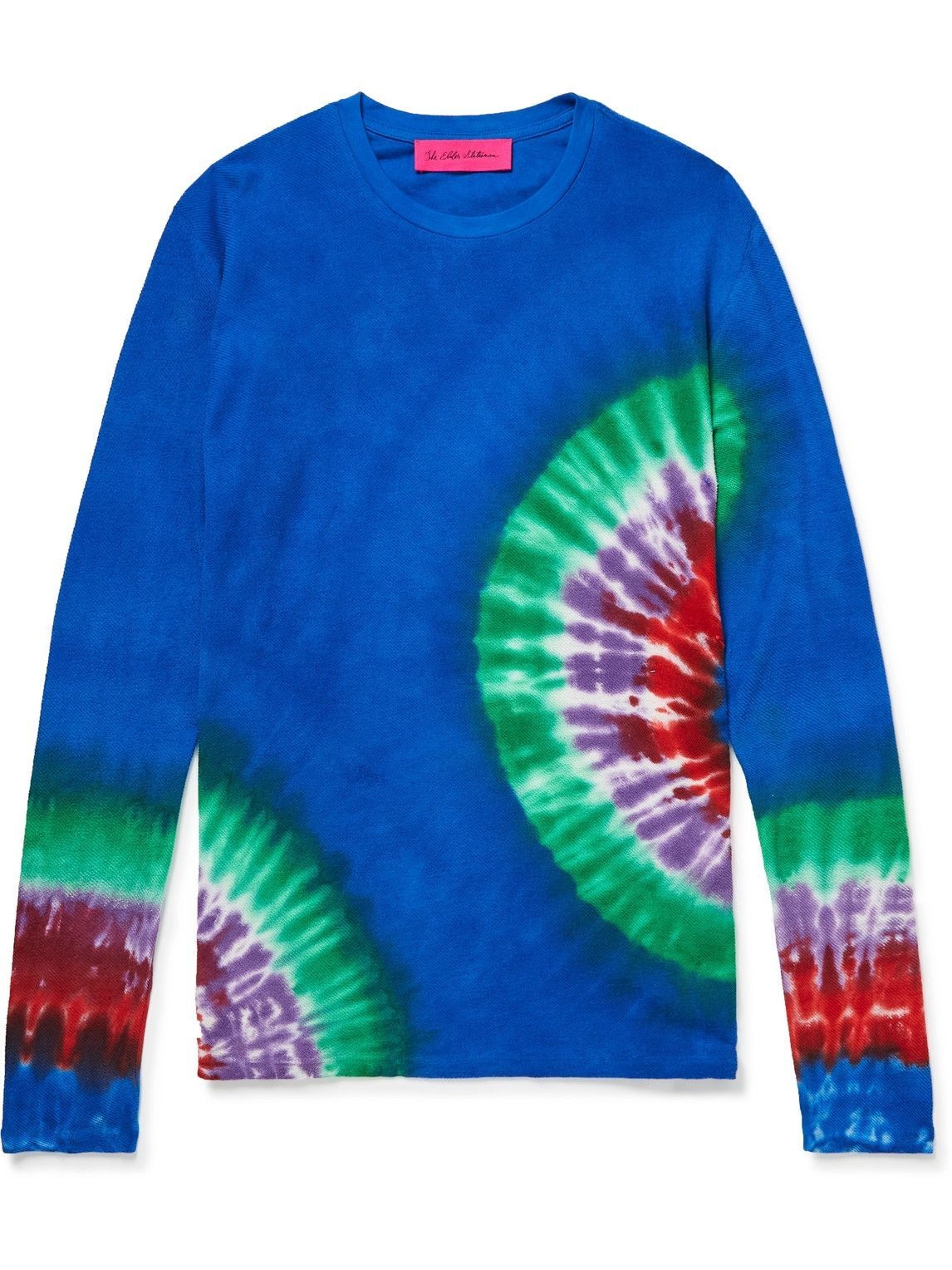 Photo: The Elder Statesman - Amoeba Tie-Dyed Cotton and Cashmere-Blend Terry T-Shirt - Blue
